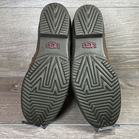 Ugg Cecile Brown Leather Lace Women’s Sz 8 Warm Shearling Waterproof Duck Boots - Picture 6 of 12